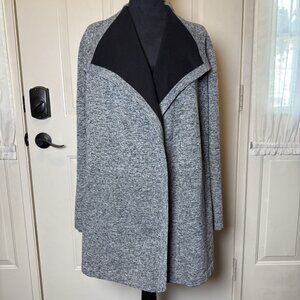 Ann Taylor Jacket Sz XS Gray Knit Open Wrap Drape Marled Cardigan Blazer Coat